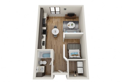Floor plan for studio, 1 bath, 560 sqft